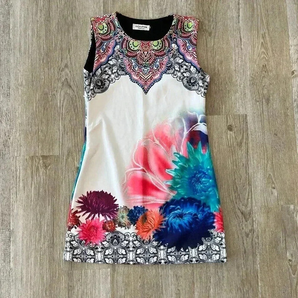 Womens Colorshow Fashion Unique Floral Beaded Dress - M - Picture 1 of 8
